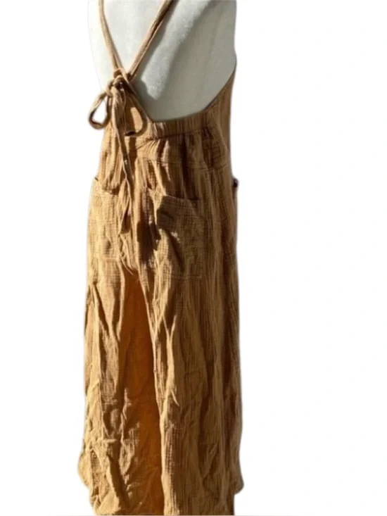 Free People Cyprus Wide leg Overalls Jumpsuit Brown size S - Picture 9 of 12